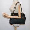 CHANEL Matelasse Chain Shoulder Bag Patent leather Black CC Auth