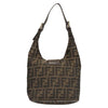 FENDI Zucca Canvas Mamma Baguette Shoulder Bag Brown Silver