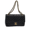 CHANEL Matelasse 25 Turn Lock Chain Bag Leather Vintage Navy