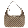 GUCCI GG Canvas Shoulder Bag Beige White gold