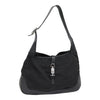 GUCCI Shoulder Bag Canvas Leather Black Silver Auth