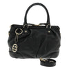 GUCCI Hand Bag Leather 2way Black Gold