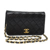 CHANEL Matelasse Chain Shoulder Bag Lamb Skin Black Gold