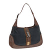 GUCCI Jackie Shoulder Bag Leather Canvas Brown Silver