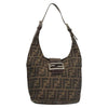 FENDI Zucca Canvas Mamma Baguette Shoulder Bag Brown Silver