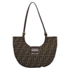 FENDI Zucca Canvas Mamma Baguette Shoulder Bag Brown Black Silver