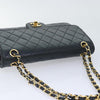 CHANEL Matelasse Turn Lock Chain Shoulder Bag Lamb Skin Black
