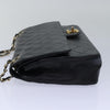 CHANEL Matelasse Turn Lock Chain Shoulder Bag Lamb Skin Black CC