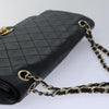 CHANEL Matelasse Turn Lock Chain Shoulder Bag Lamb Skin Black CC