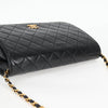 CHANEL Matelasse Chain Shoulder Bag Lamb Skin Black Gold