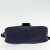 FENDI Zucchino Canvas Mamma Baguette Shoulder Bag Navy Gold