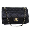 CHANEL Matelasse Turn Lock Chain Shoulder Bag Lamb Skin Black CC