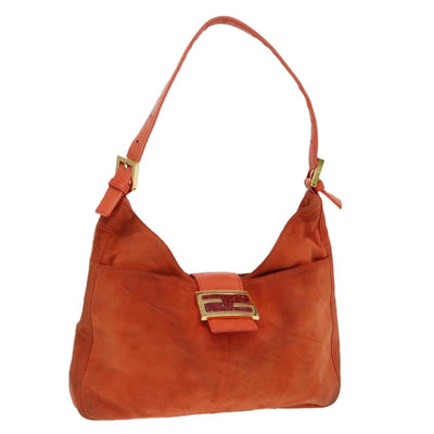 FENDI Mamma Baguette Shoulder Bag Suede Orange