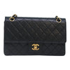 CHANEL Matelasse Turn Lock Chain Shoulder Bag Lamb Skin Black