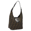 FENDI Zucca Canvas Mamma Baguette Shoulder Bag Black Brown