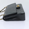CHANEL Matelasse Turn Lock Chain Shoulder Bag Lamb Skin Black