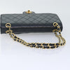 CHANEL Matelasse Turn Lock Chain Shoulder Bag Lamb Skin Black