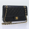 CHANEL Matelasse Turn Lock Chain Shoulder Bag Lamb Skin Black