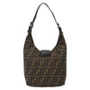 FENDI Zucca Canvas Mamma Baguette Shoulder Bag Black Brown