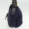 FENDI Zucchino Canvas Mamma Baguette Shoulder Bag Navy Gold